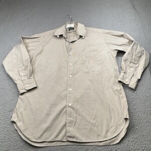 Vintage Gitman Bros Shirt Mens 16 33 Beige Gingham Button Camp Collar USA Made